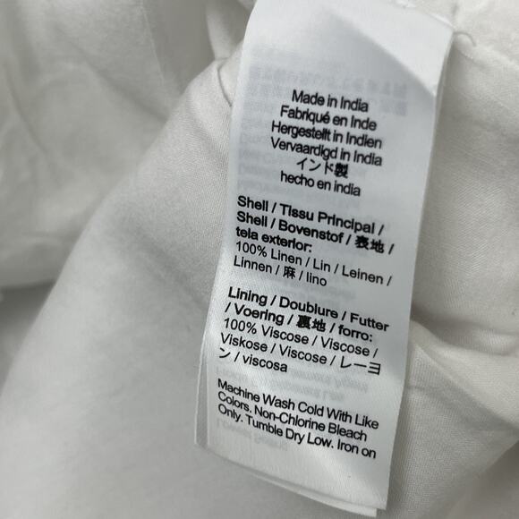 J Crew Claudia Dress in Linen XXL White Shift Square Neckline Button Up Retro - Picture 13 of 14